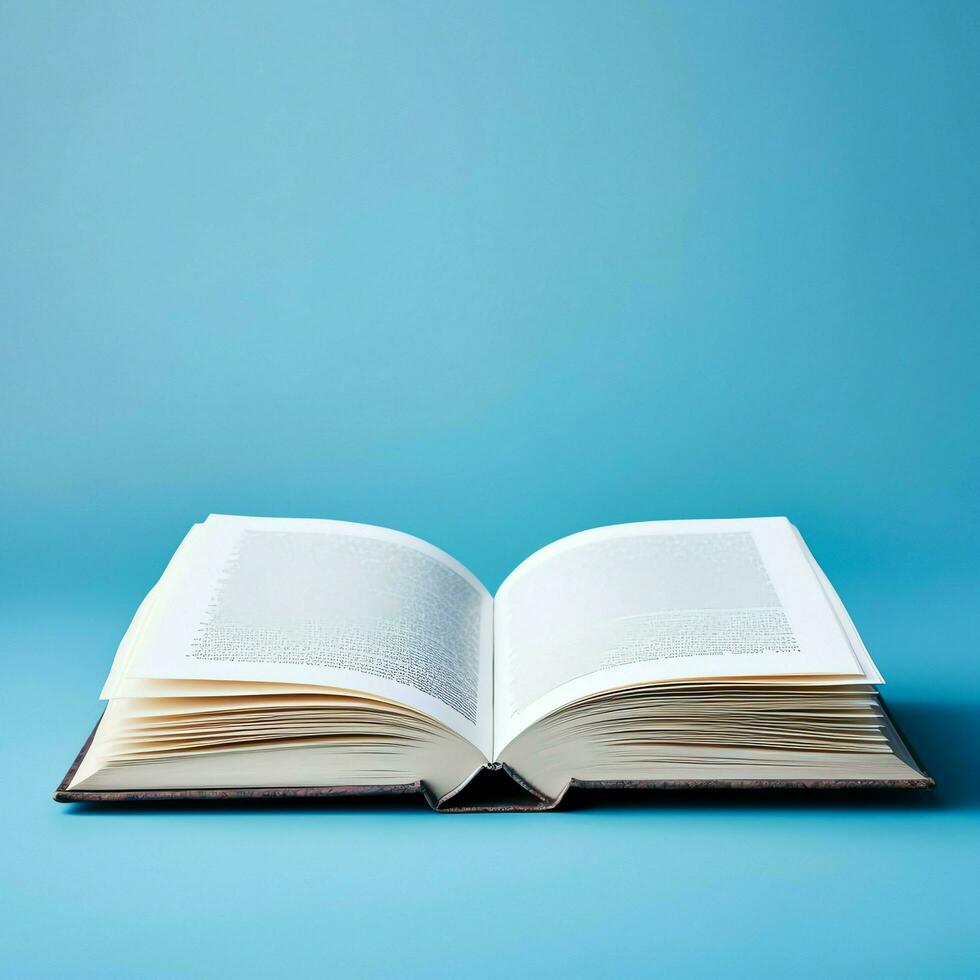 Overhead view of open book with empty blank white pages. Notebook composition for catalog, magazines concept by AI Generated photo