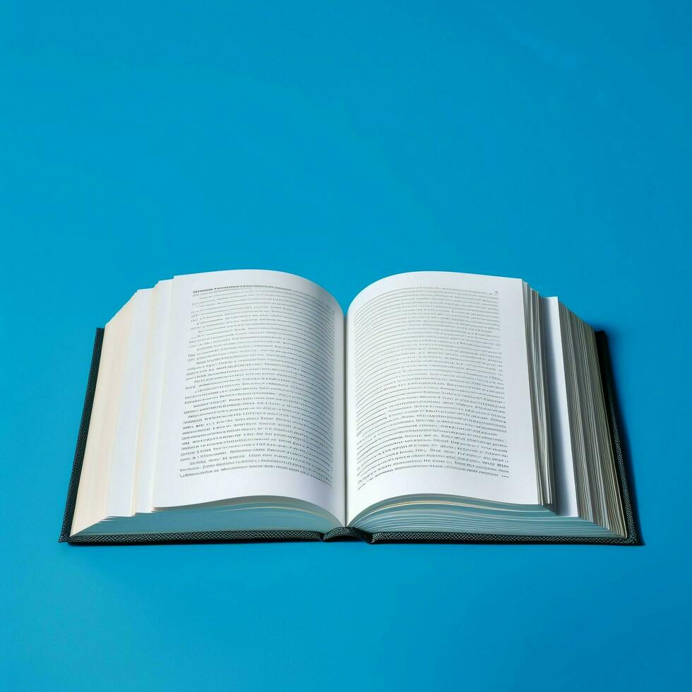 Overhead view of open book with empty blank white pages. Notebook composition for catalog, magazines concept by AI Generated photo