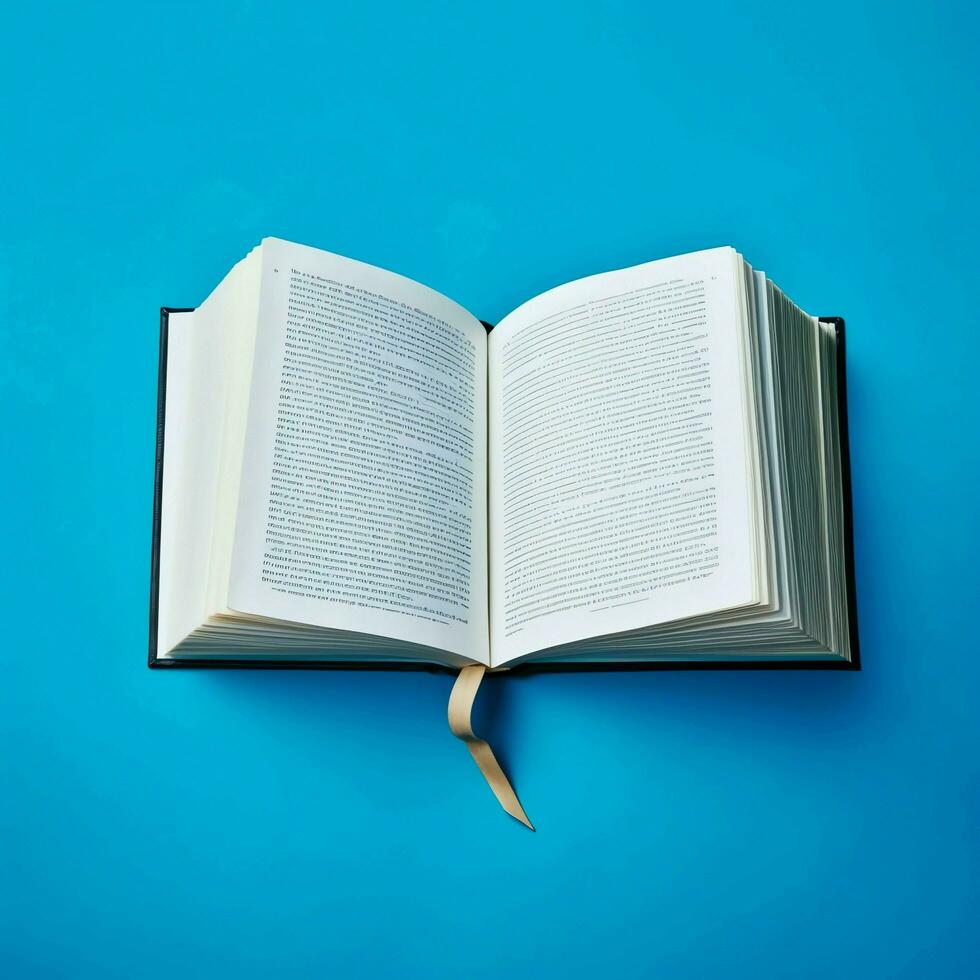 Overhead view of open book with empty blank white pages. Notebook composition for catalog, magazines concept by AI Generated photo