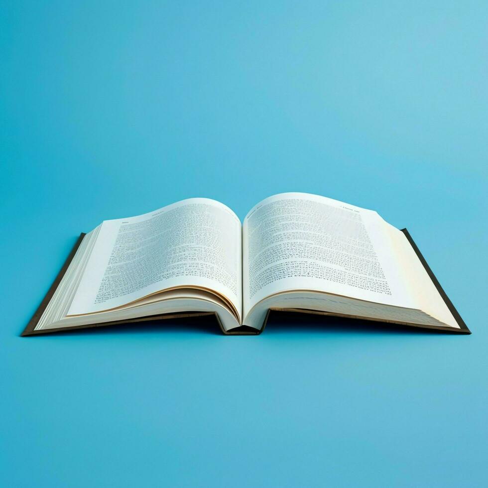 Overhead view of open book with empty blank white pages. Notebook composition for catalog, magazines concept by AI Generated photo