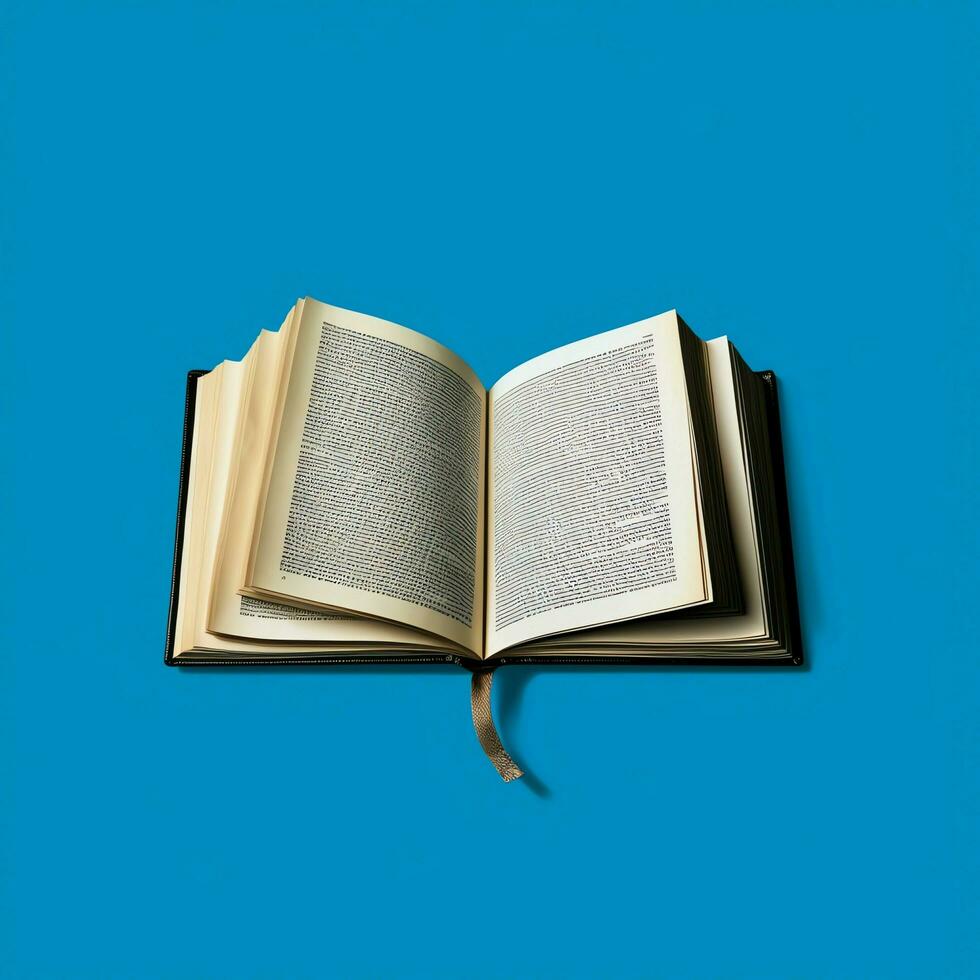 Overhead view of open book with empty blank white pages. Notebook composition for catalog, magazines concept by AI Generated photo