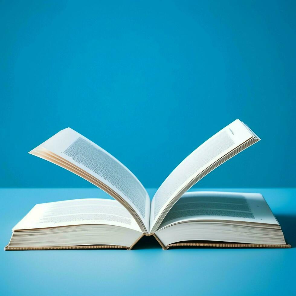 Overhead view of open book with empty blank white pages. Notebook composition for catalog, magazines concept by AI Generated photo