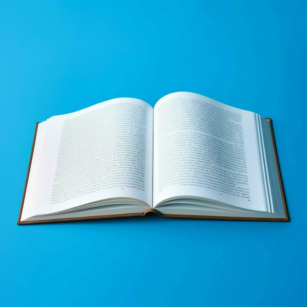 Overhead view of open book with empty blank white pages. Notebook composition for catalog, magazines concept by AI Generated photo