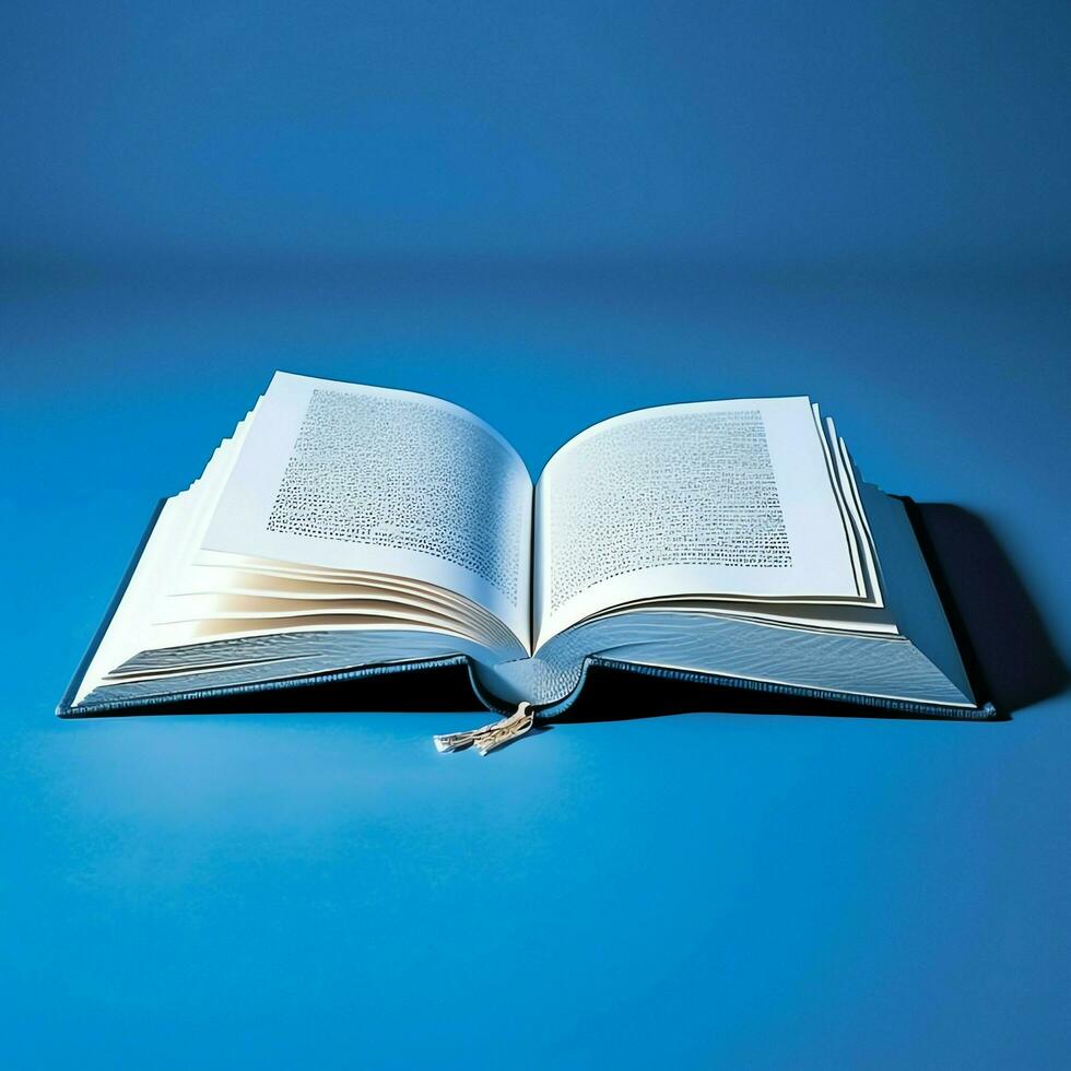 Overhead view of open book with empty blank white pages. Notebook composition for catalog, magazines concept by AI Generated photo