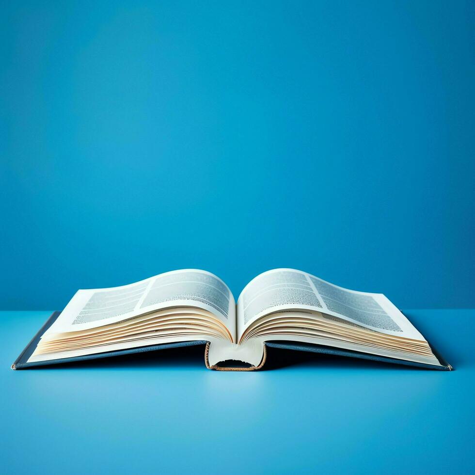 Overhead view of open book with empty blank white pages. Notebook composition for catalog, magazines concept by AI Generated photo