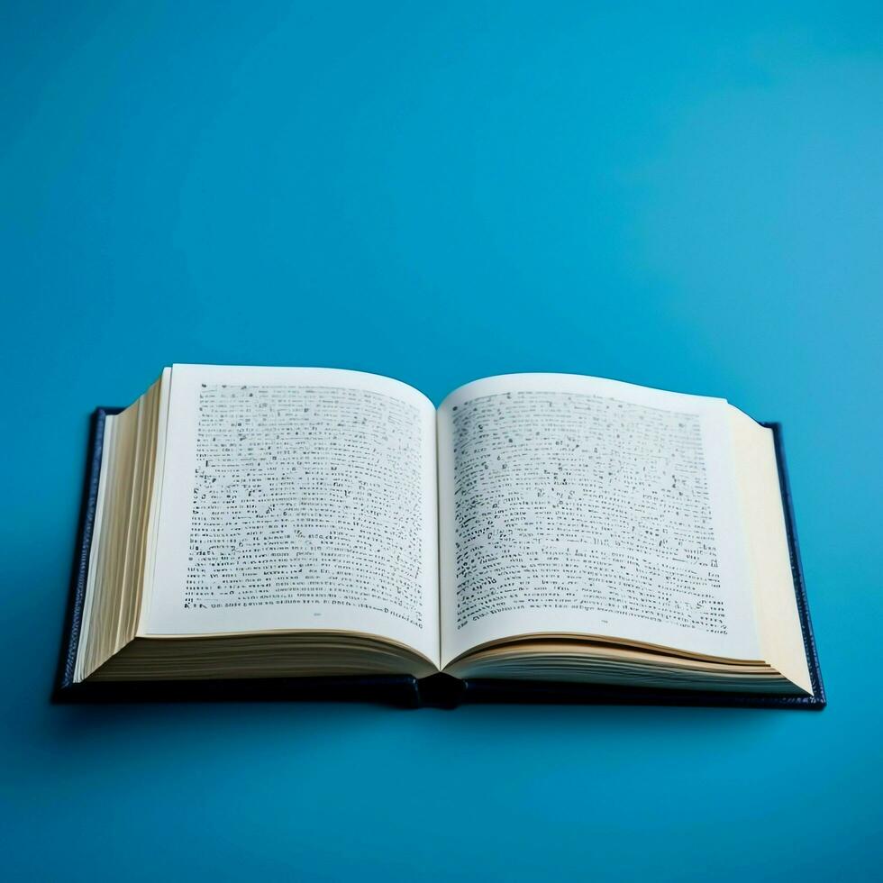 Overhead view of open book with empty blank white pages. Notebook composition for catalog, magazines concept by AI Generated photo
