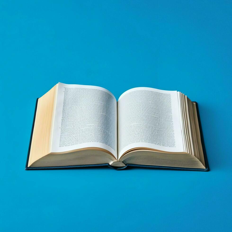 Overhead view of open book with empty blank white pages. Notebook composition for catalog, magazines concept by AI Generated photo