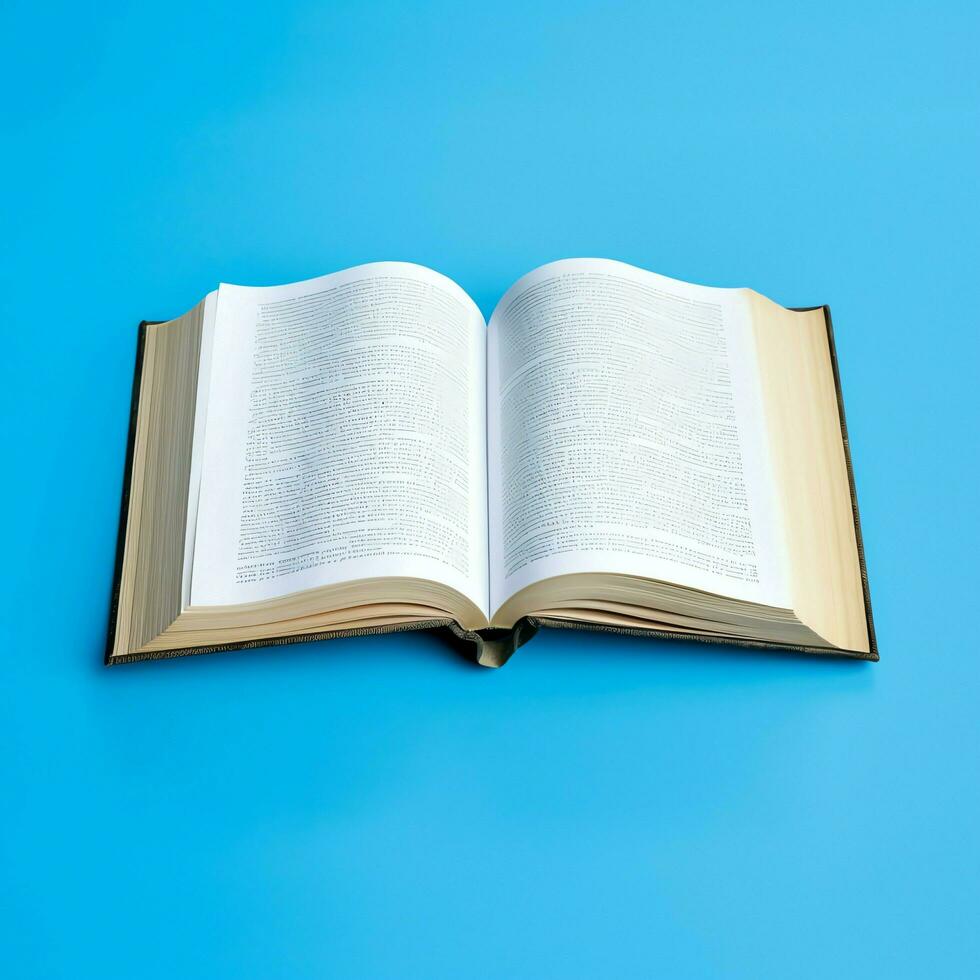 Overhead view of open book with empty blank white pages. Notebook composition for catalog, magazines concept by AI Generated photo