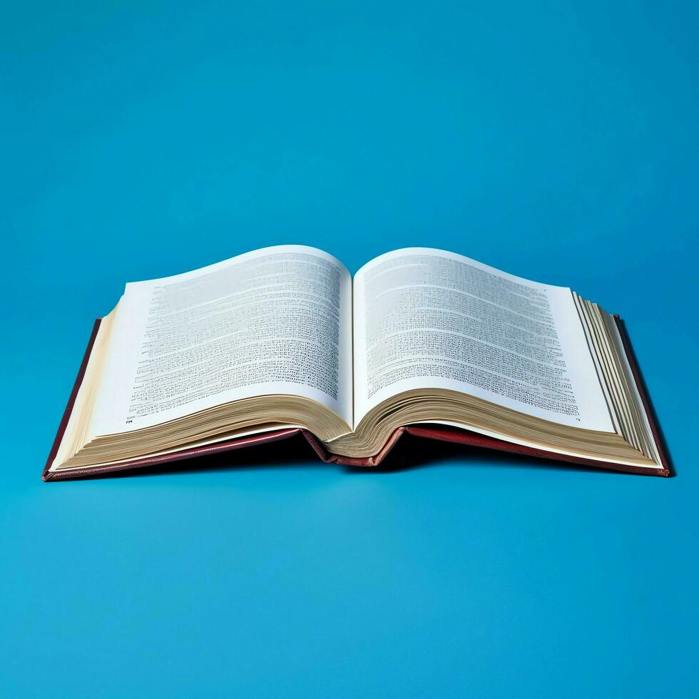 Overhead view of open book with empty blank white pages. Notebook composition for catalog, magazines concept by AI Generated photo
