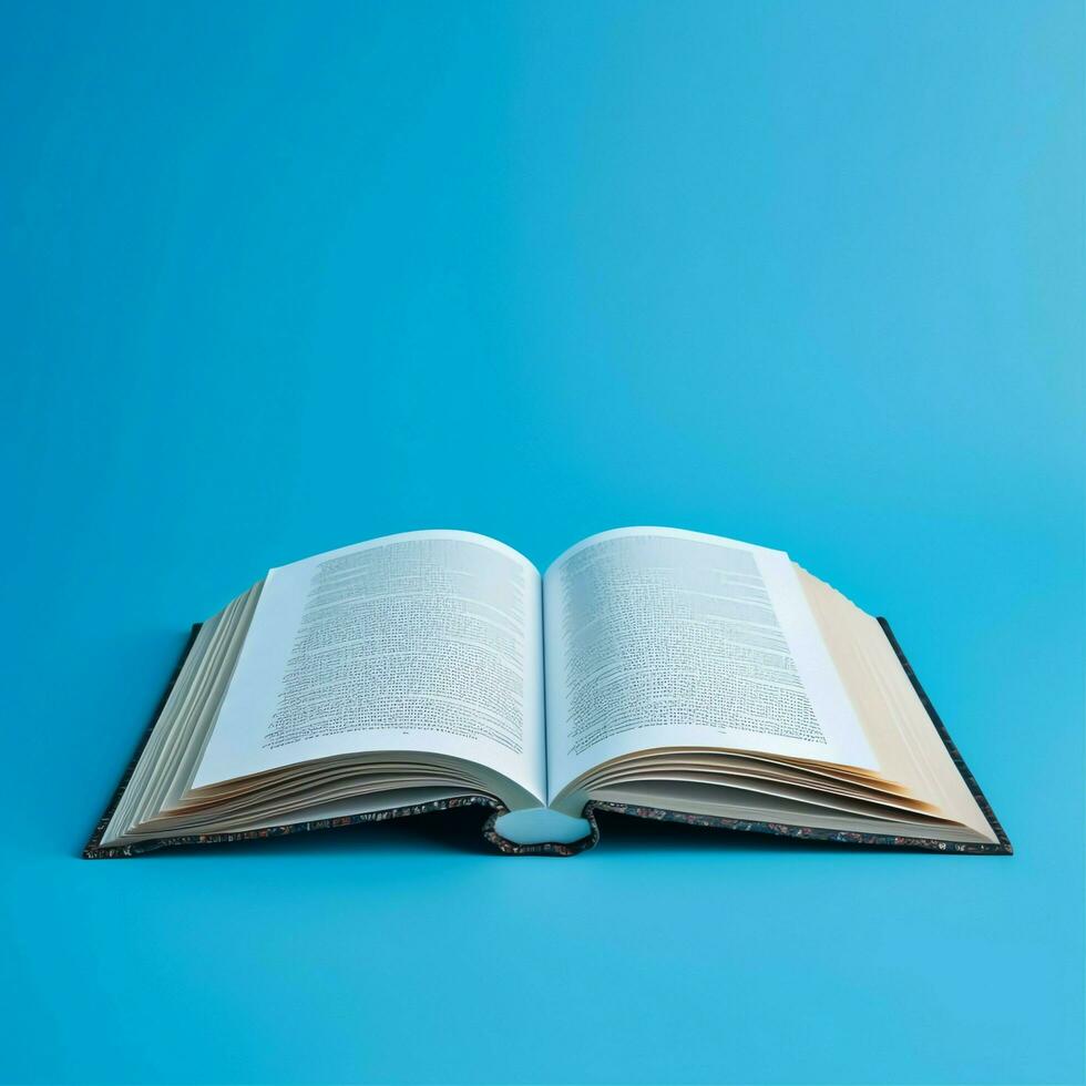 Overhead view of open book with empty blank white pages. Notebook composition for catalog, magazines concept by AI Generated photo