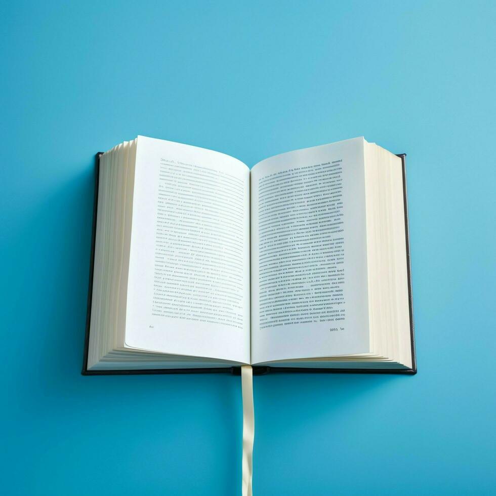 Overhead view of open book with empty blank white pages. Notebook composition for catalog, magazines concept by AI Generated photo