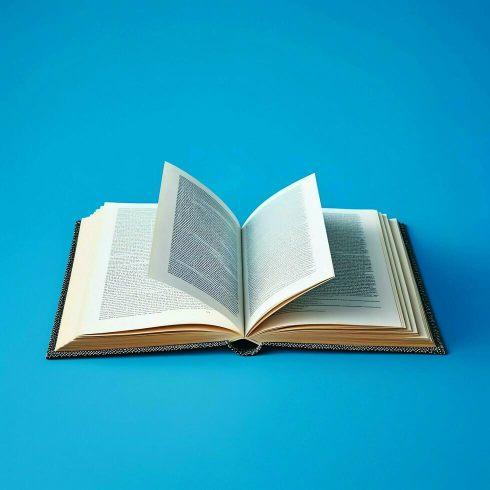 Overhead view of open book with empty blank white pages. Notebook composition for catalog, magazines concept by AI Generated photo