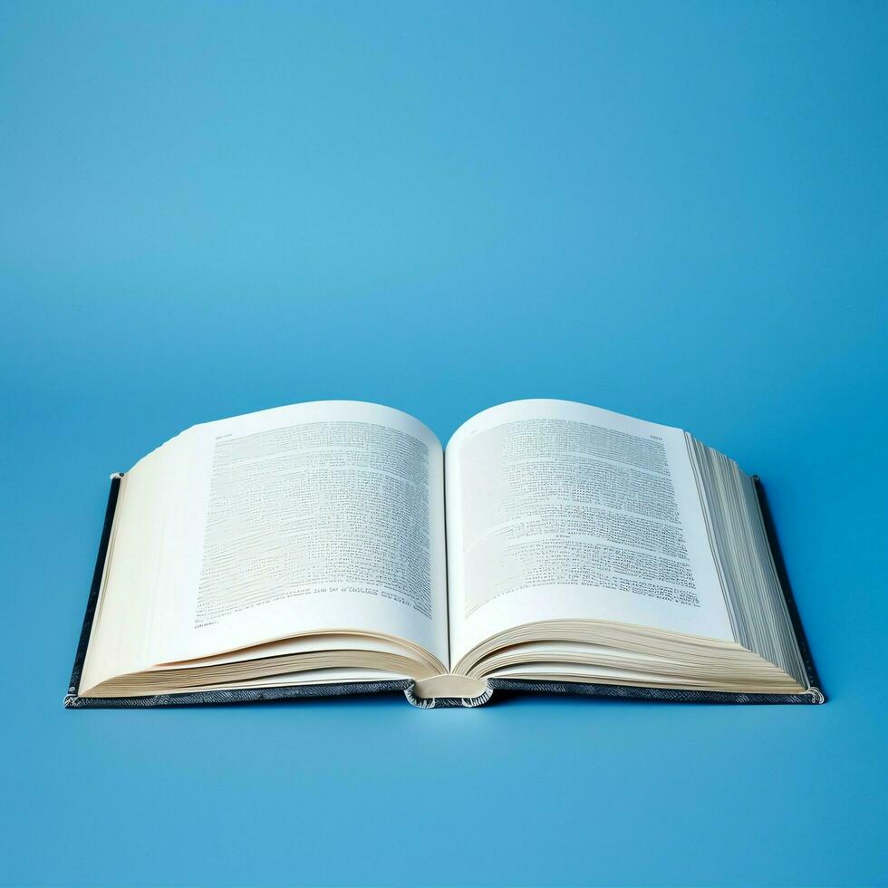 Overhead view of open book with empty blank white pages. Notebook composition for catalog, magazines concept by AI Generated photo
