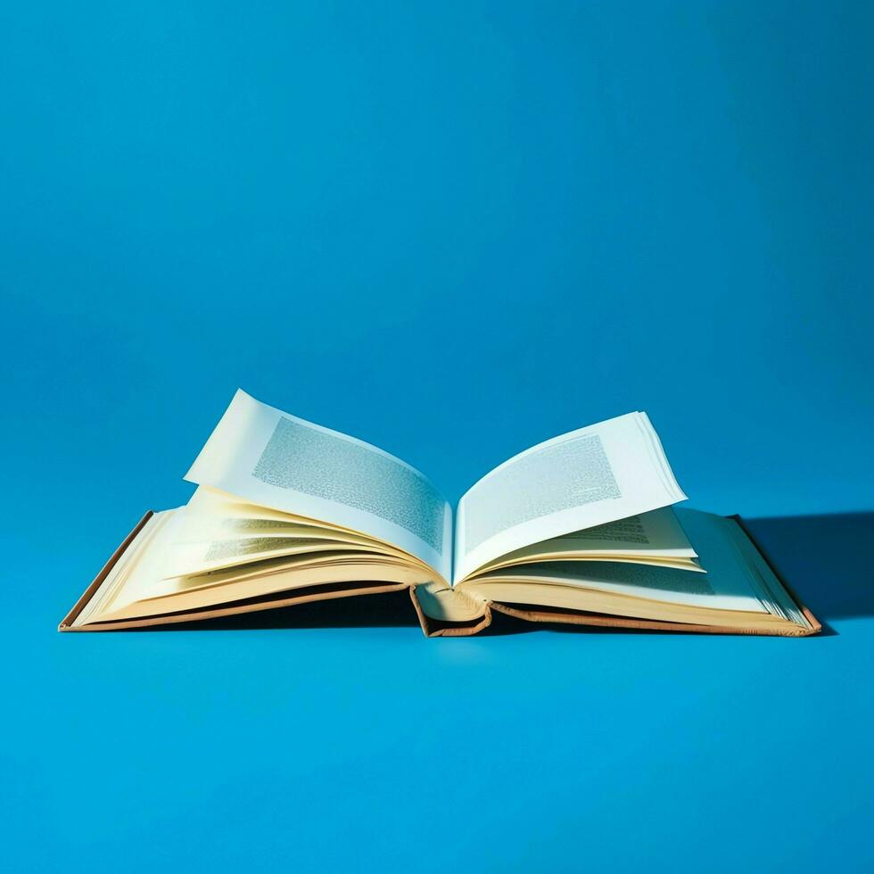 Overhead view of open book with empty blank white pages. Notebook composition for catalog, magazines concept by AI Generated photo