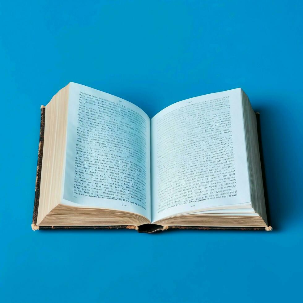 Overhead view of open book with empty blank white pages. Notebook composition for catalog, magazines concept by AI Generated photo