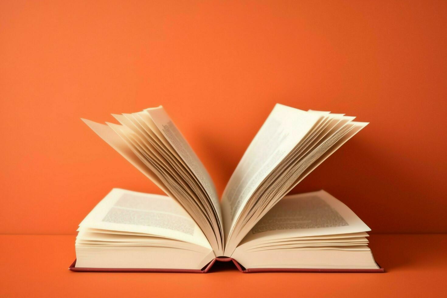 Overhead view of open book with empty blank white pages. Notebook composition for catalog, magazines concept by AI Generated photo
