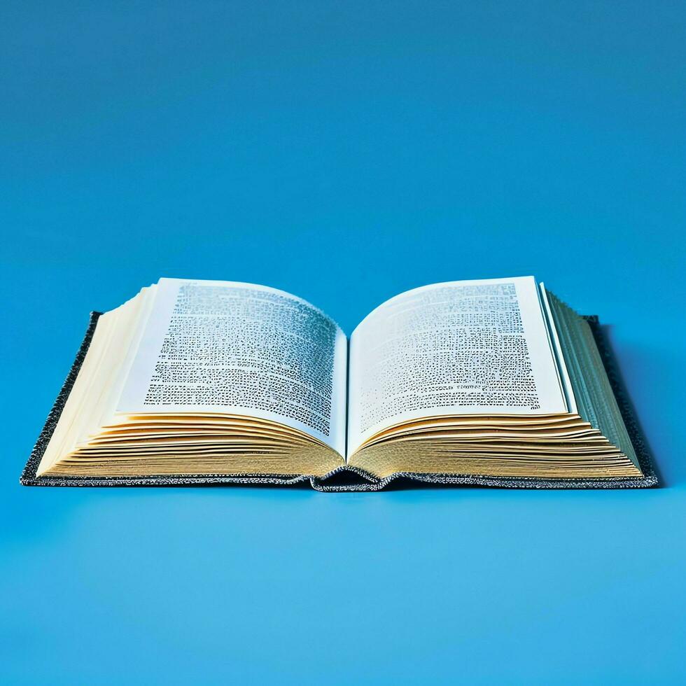 Overhead view of open book with empty blank white pages. Notebook composition for catalog, magazines concept by AI Generated photo