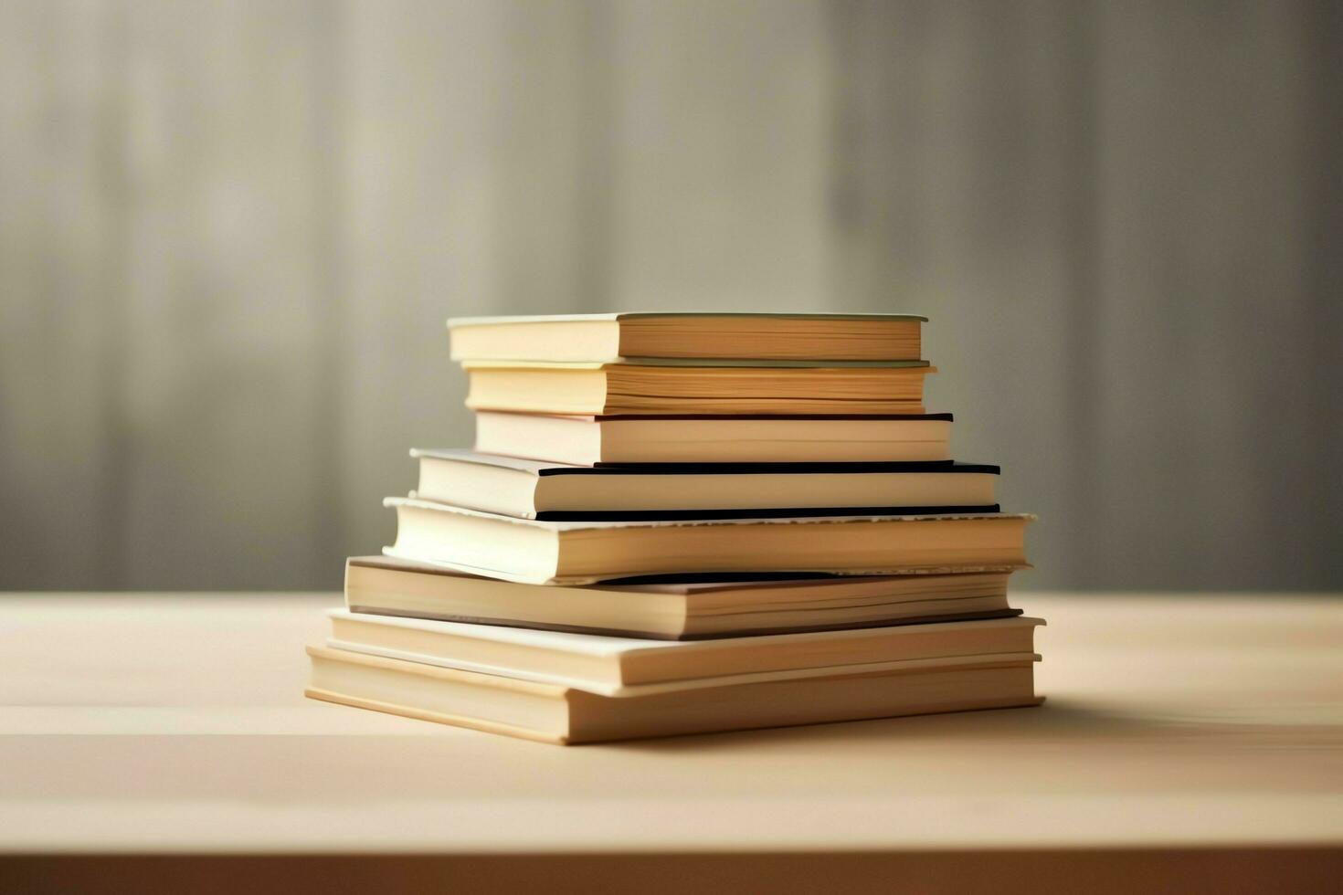 A book pile close up on a table. Front view pile book. For festival of world book day, national book day or national education day. Stack of colorful books on white background by AI Generated photo