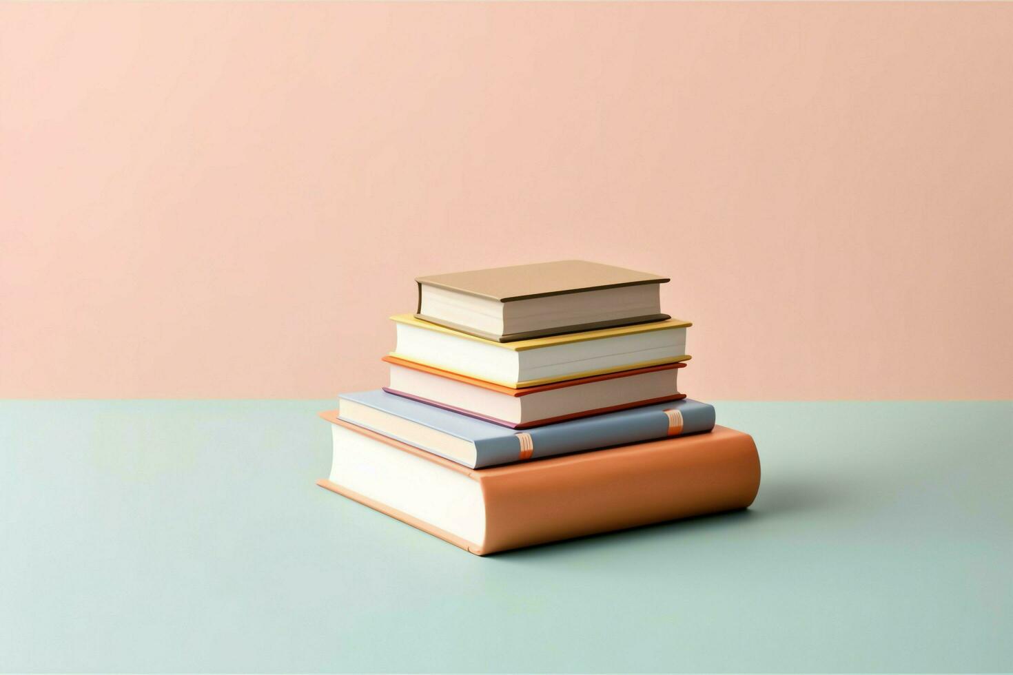 A book pile close up on a table. Front view pile book. For festival of world book day, national book day or national education day. Stack of colorful books on white background by AI Generated photo