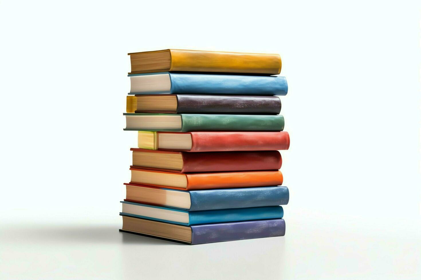 A book pile close up on a table. Front view pile book. For festival of world book day, national book day or national education day. Stack of colorful books on white background by AI Generated photo