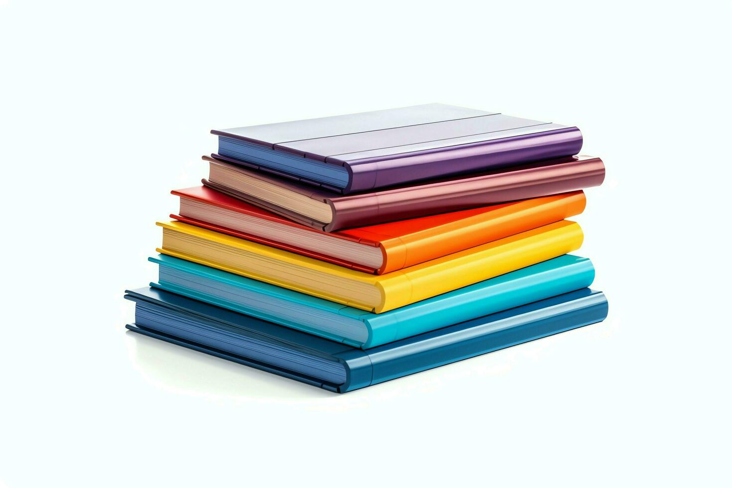 A book pile close up on a table. Front view pile book. For festival of world book day, national book day or national education day. Stack of colorful books on white background by AI Generated photo