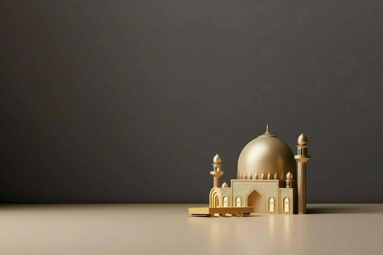 Eid mubarak and ramadan kareem greetings with copy space. Eid al fitr islamic lantern and mosque concept by AI Generated photo