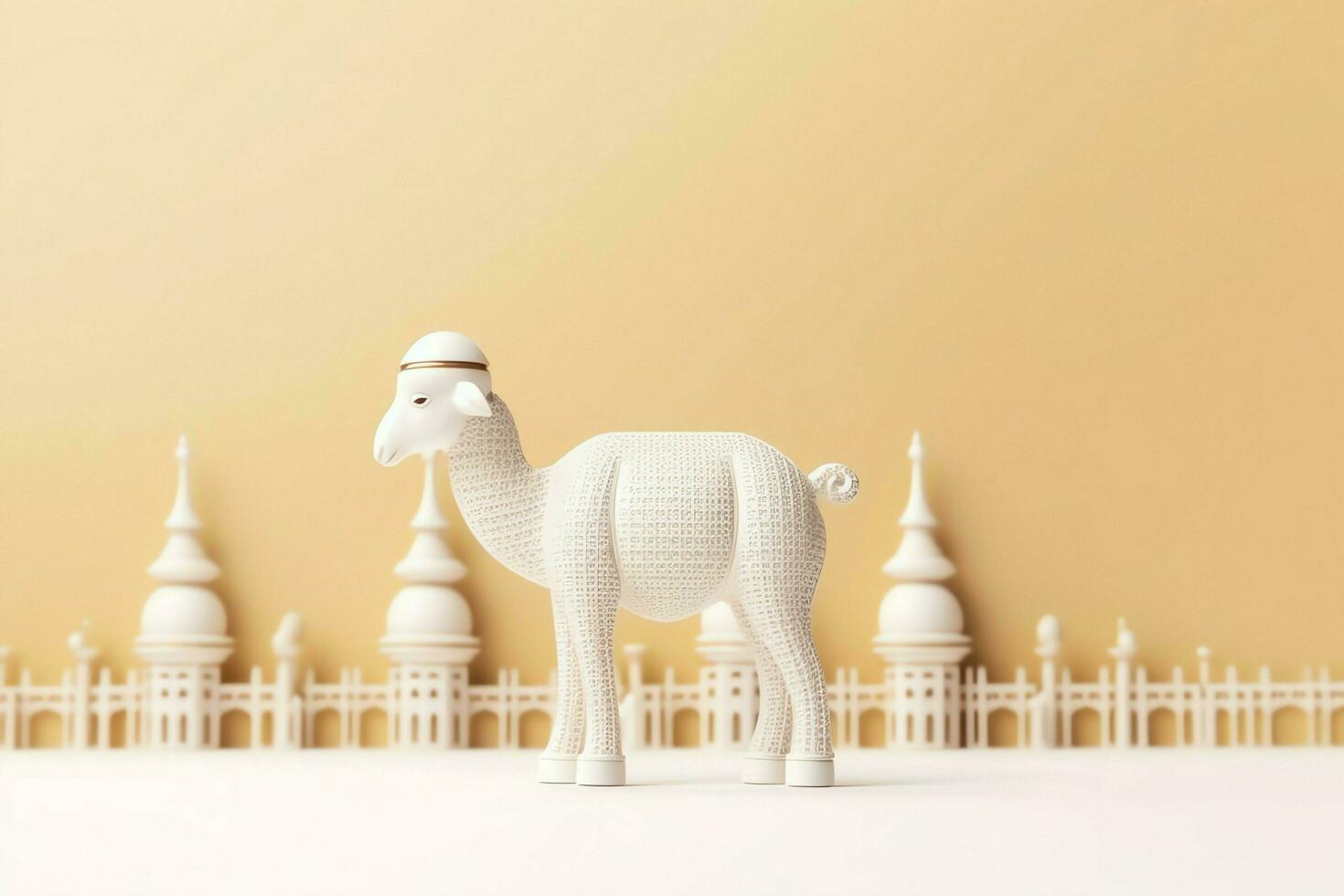 Eid mubarak and ramadan kareem greetings with copy space. Eid al fitr islamic lantern and mosque concept by AI Generated photo