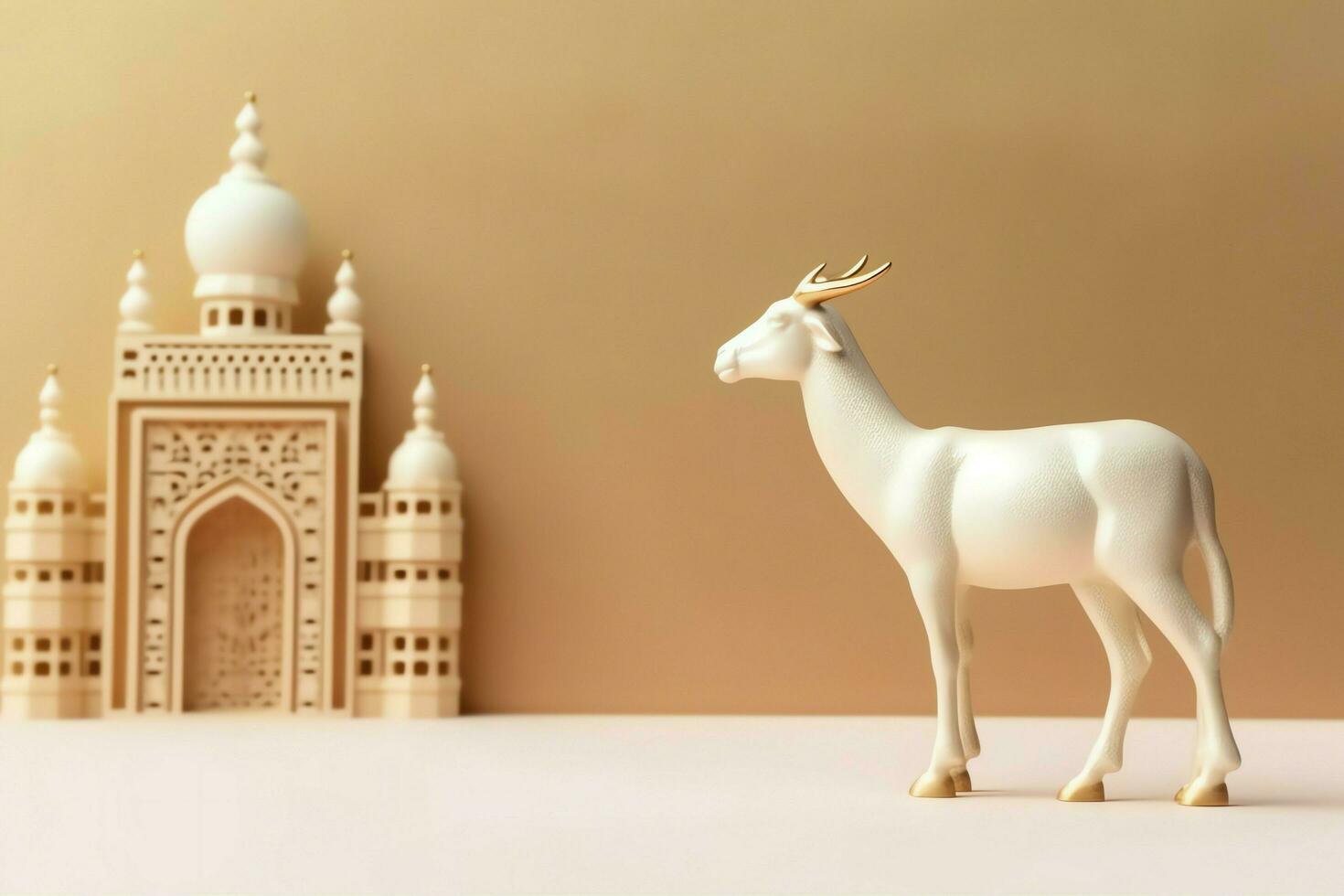 Eid mubarak and ramadan kareem greetings with copy space. Eid al fitr islamic lantern and mosque concept by AI Generated photo