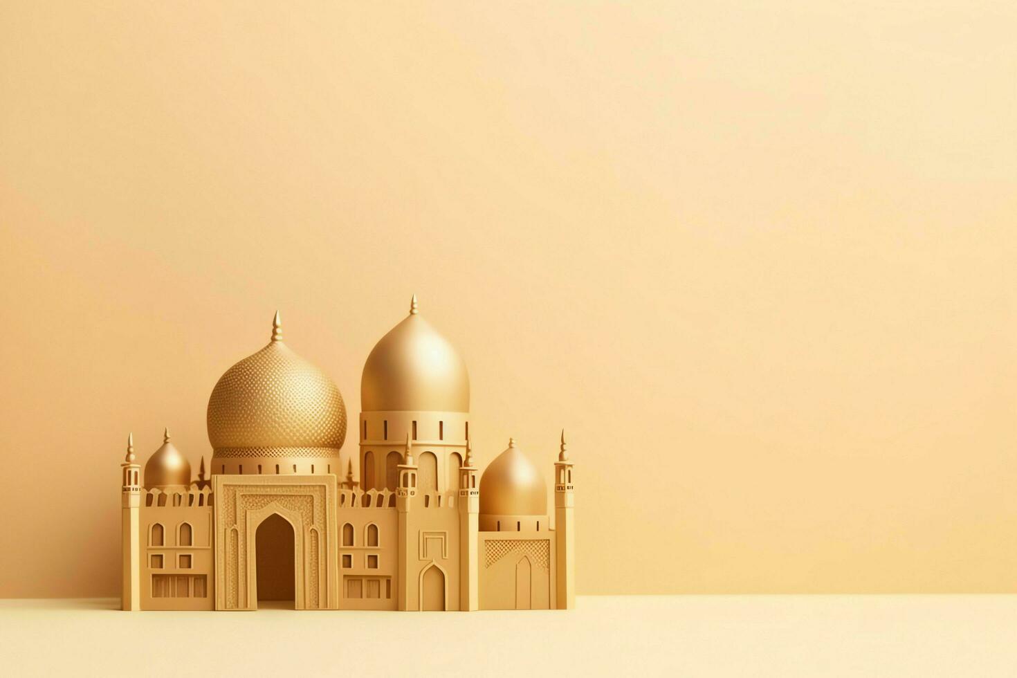 Eid mubarak and ramadan kareem greetings with copy space. Eid al fitr islamic lantern and mosque concept by AI Generated photo