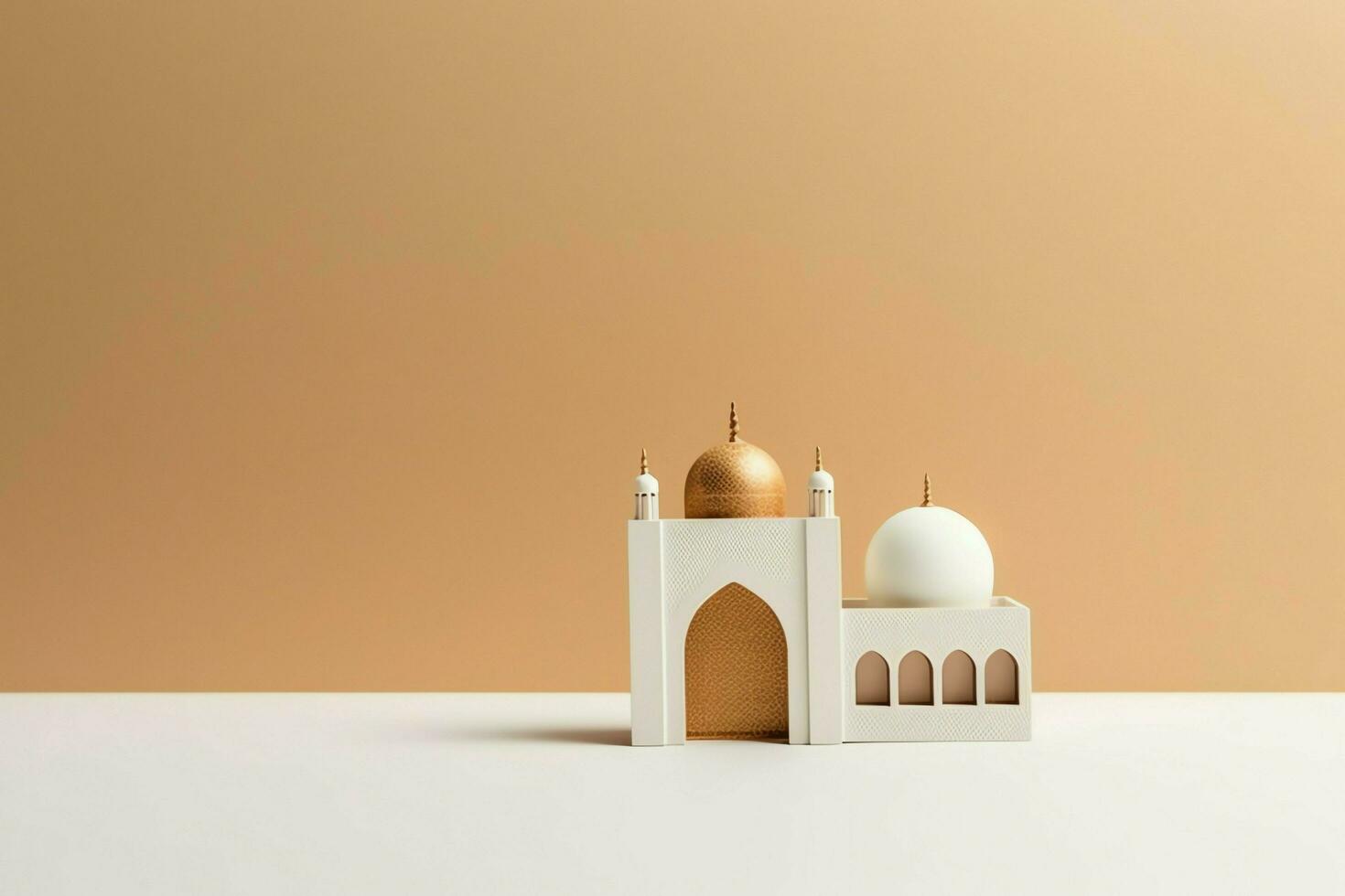Eid mubarak and ramadan kareem greetings with copy space. Eid al fitr islamic lantern and mosque concept by AI Generated photo