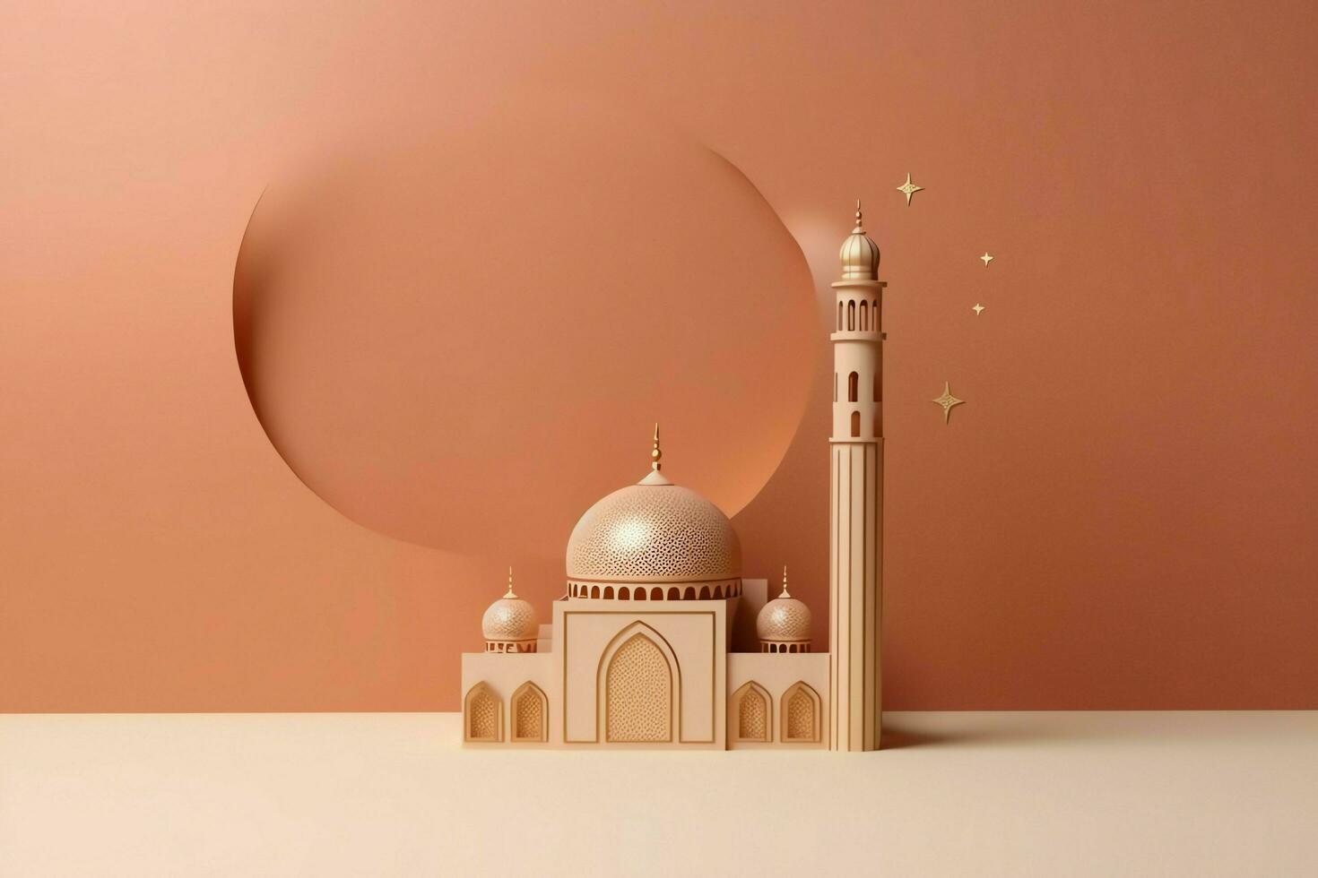 Eid mubarak and ramadan kareem greetings with copy space. Eid al fitr islamic lantern and mosque concept by AI Generated photo