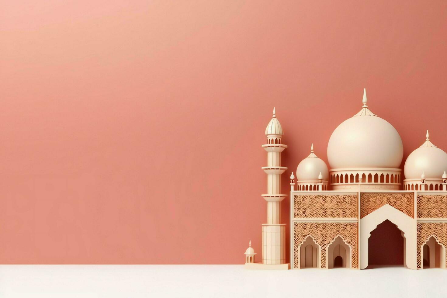 Eid mubarak and ramadan kareem greetings with copy space. Eid al fitr islamic lantern and mosque concept by AI Generated photo