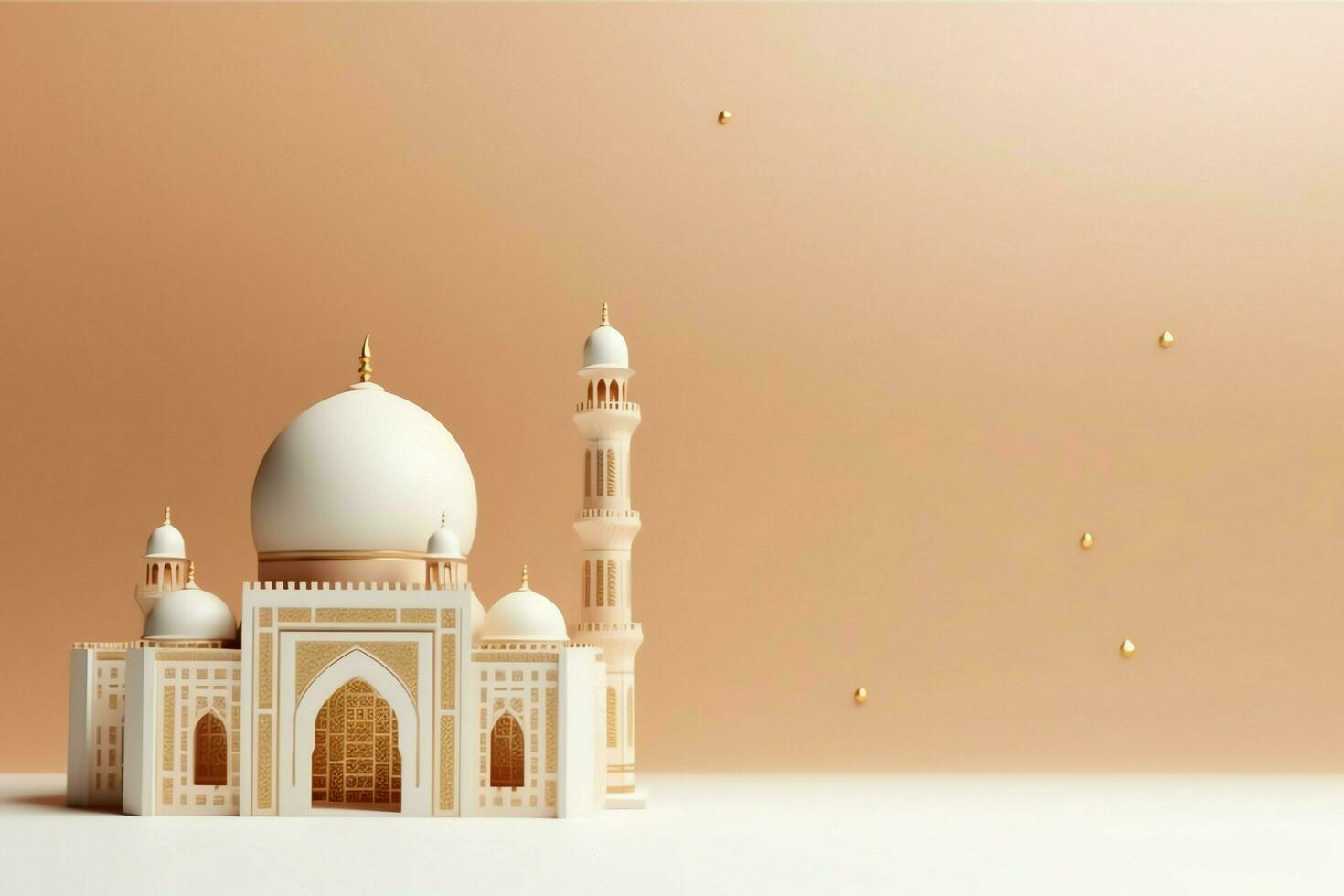 Eid mubarak and ramadan kareem greetings with copy space. Eid al fitr islamic lantern and mosque concept by AI Generated photo