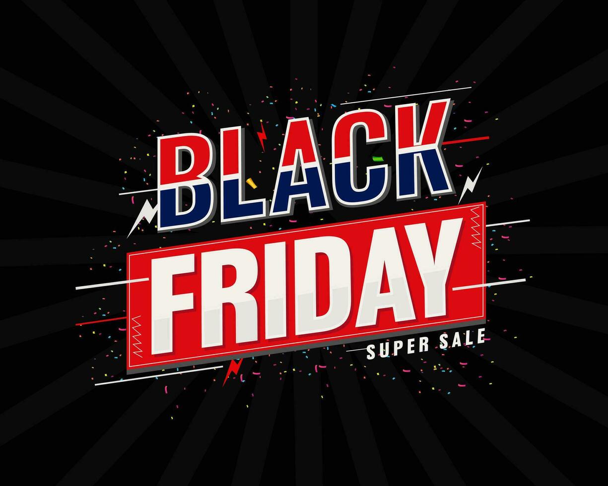 Black Friday flat typography poster template vector