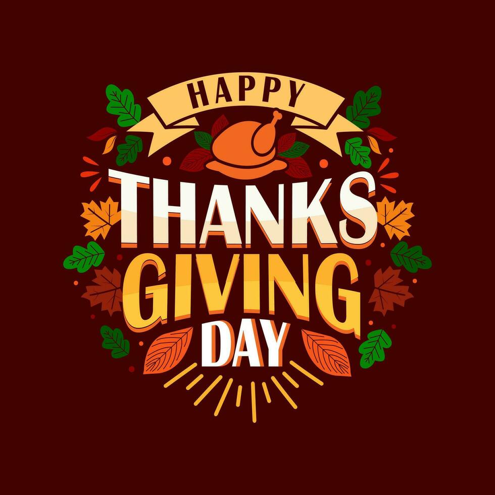 Happy Thanksgiving Day lettering design for greeting card vector