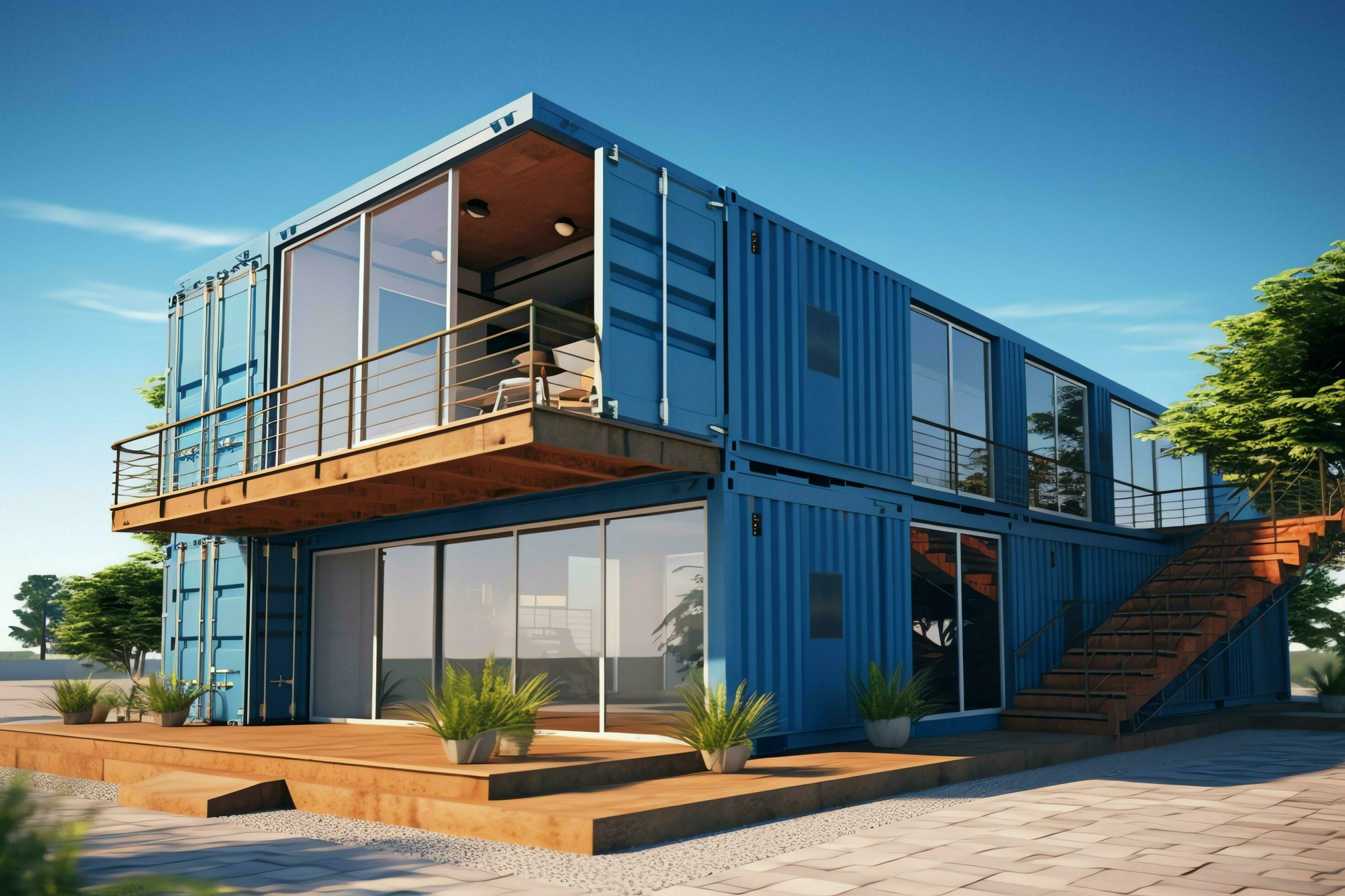 https://static.vecteezy.com/system/resources/previews/031/340/671/large_2x/a-container-home-building-on-a-plot-of-land-2-storey-modern-container-house-cafe-or-restaurant-concept-by-ai-generated-free-photo.jpg