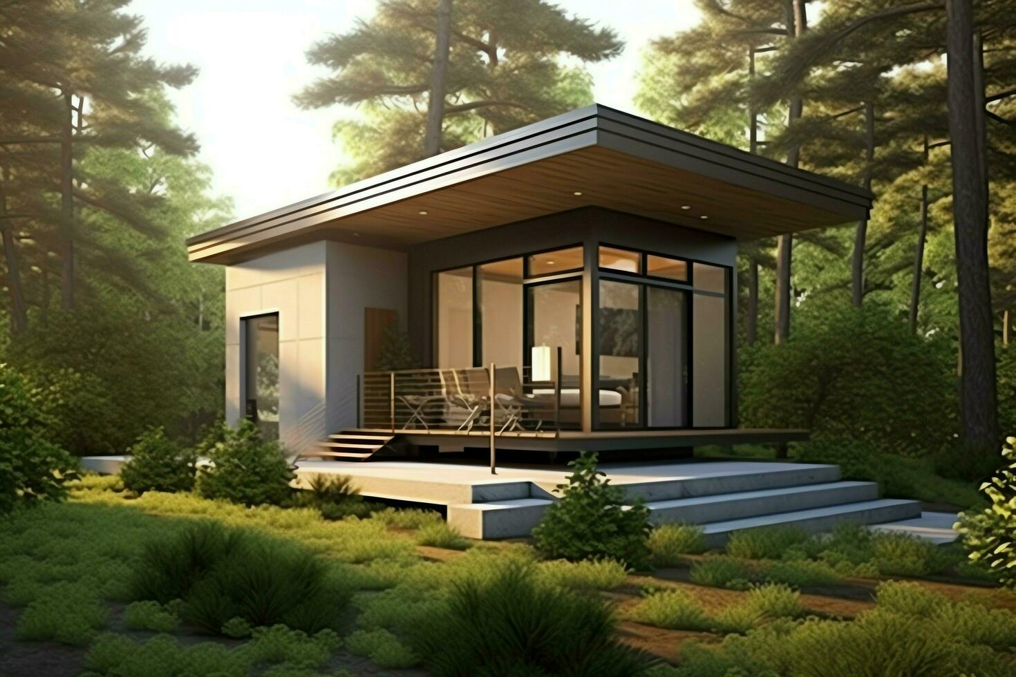 Beautiful modern house exterior with carport. Modern residential ...