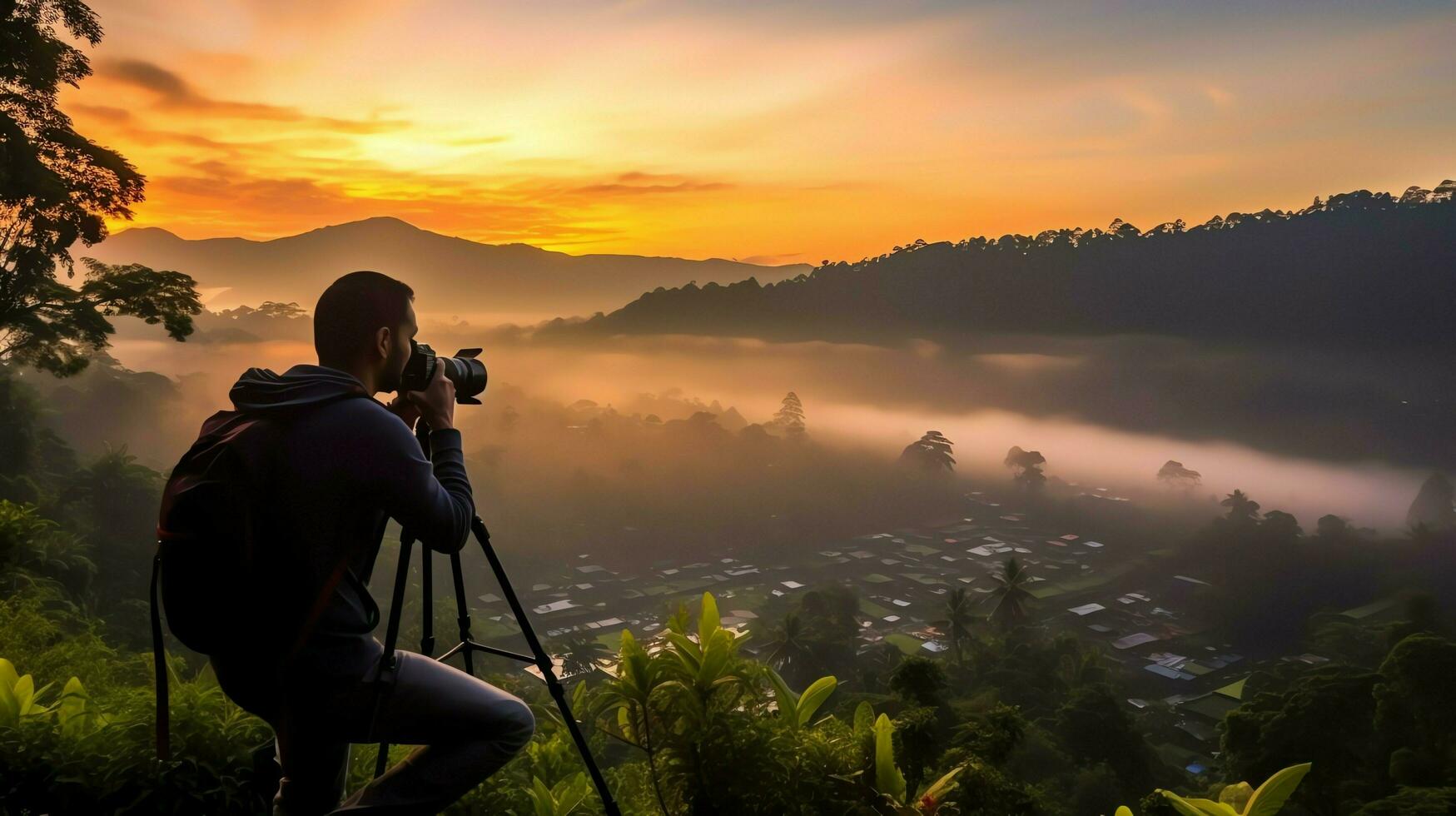 Ancient pura ulun danu bratan, besakih or famous hindu temple and tourist in bali island at sunrise concept by AI Generated photo