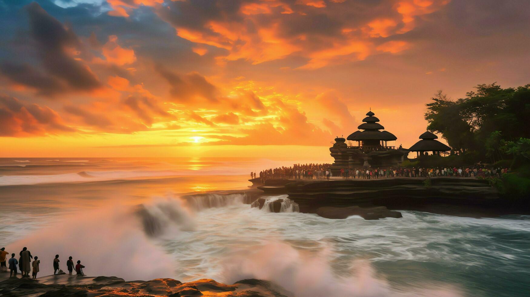 antiguo pura ulun danu bratán, besakih o famoso hindú templo y turista en bali isla a amanecer concepto por ai generado foto