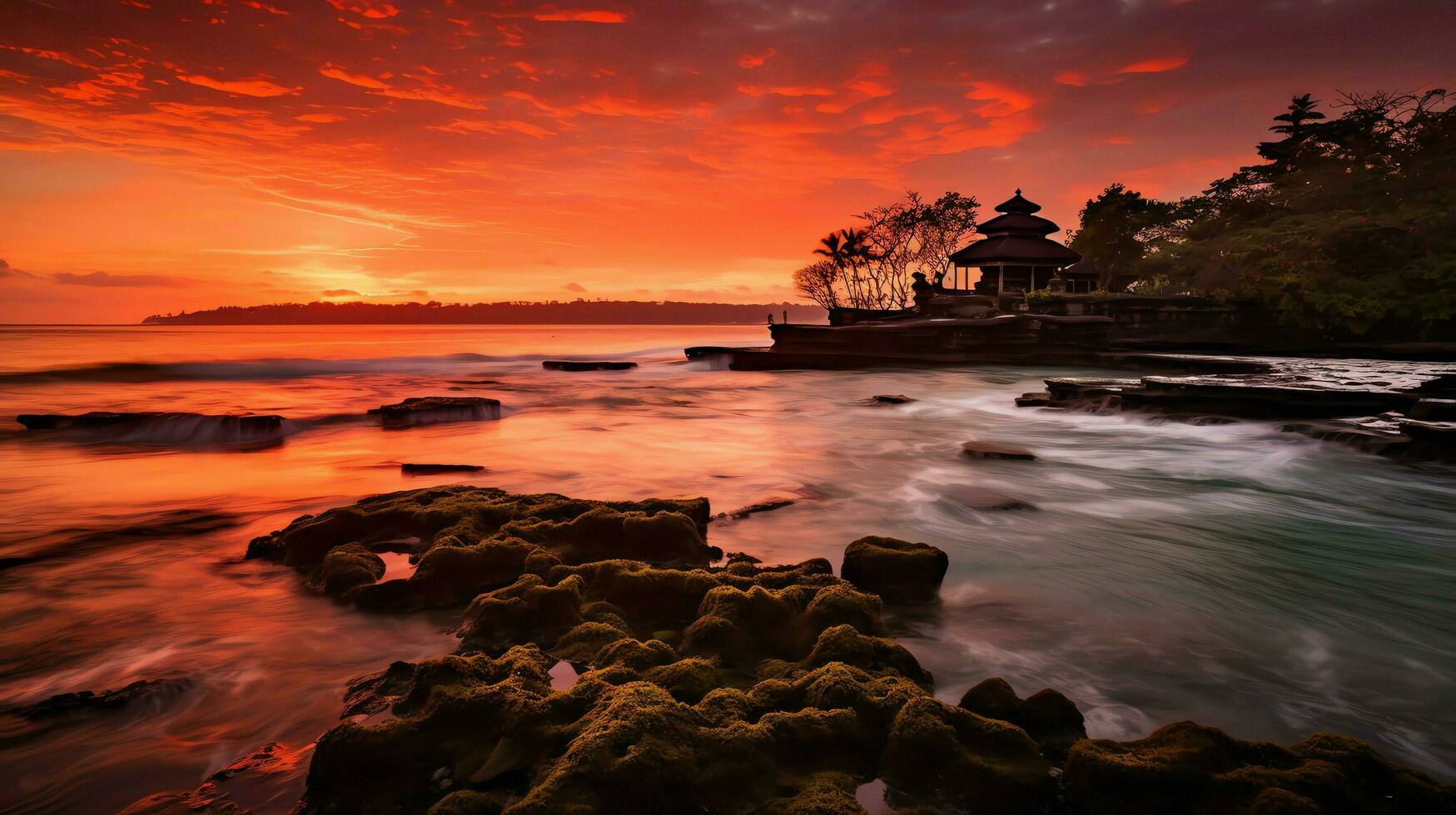 Ancient pura ulun danu bratan, besakih or famous hindu temple and tourist in bali island at sunrise concept by AI Generated photo