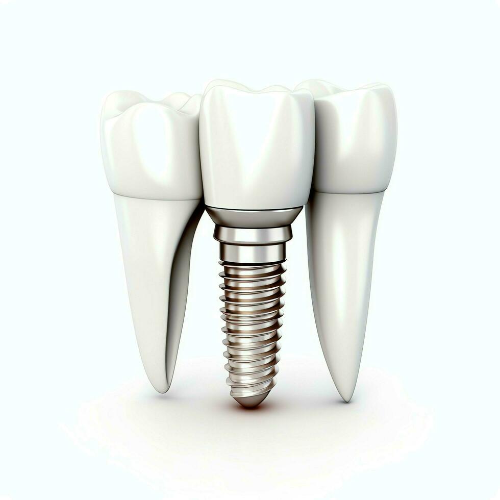 Close up of a dental tooth implant or healthy human teeth. White enamel and dental implants surgery concept by AI Generated photo