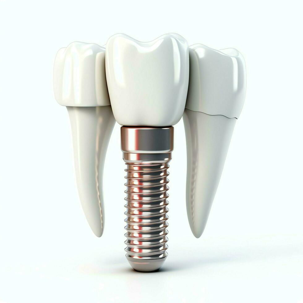 Close up of a dental tooth implant or healthy human teeth. White enamel and dental implants surgery concept by AI Generated photo