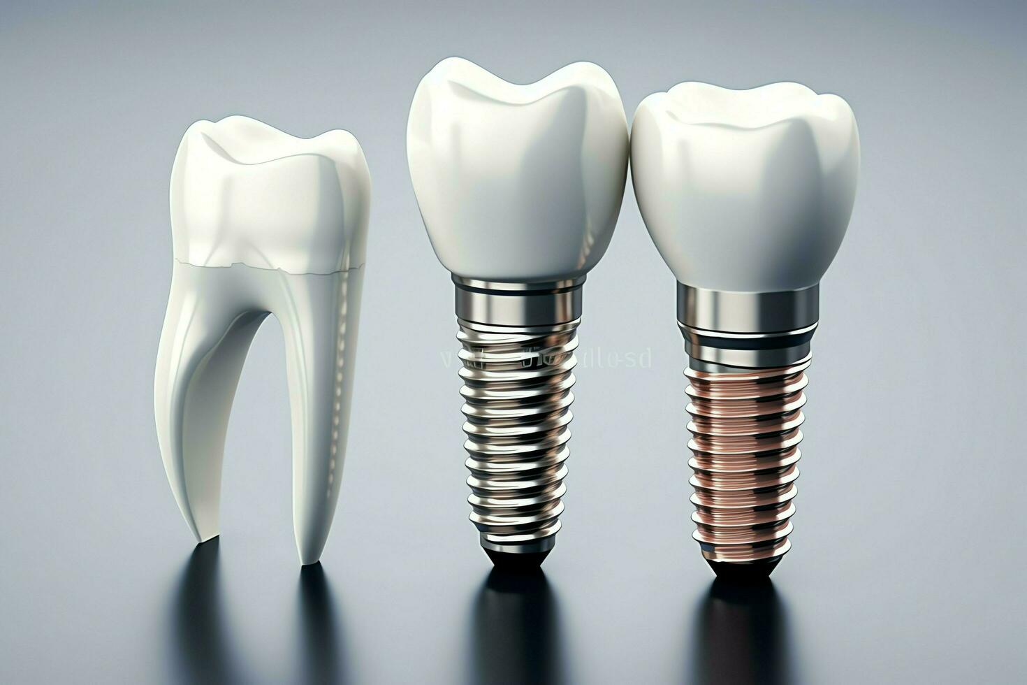 Close up of a dental tooth implant or healthy human teeth. White enamel and dental implants surgery concept by AI Generated photo