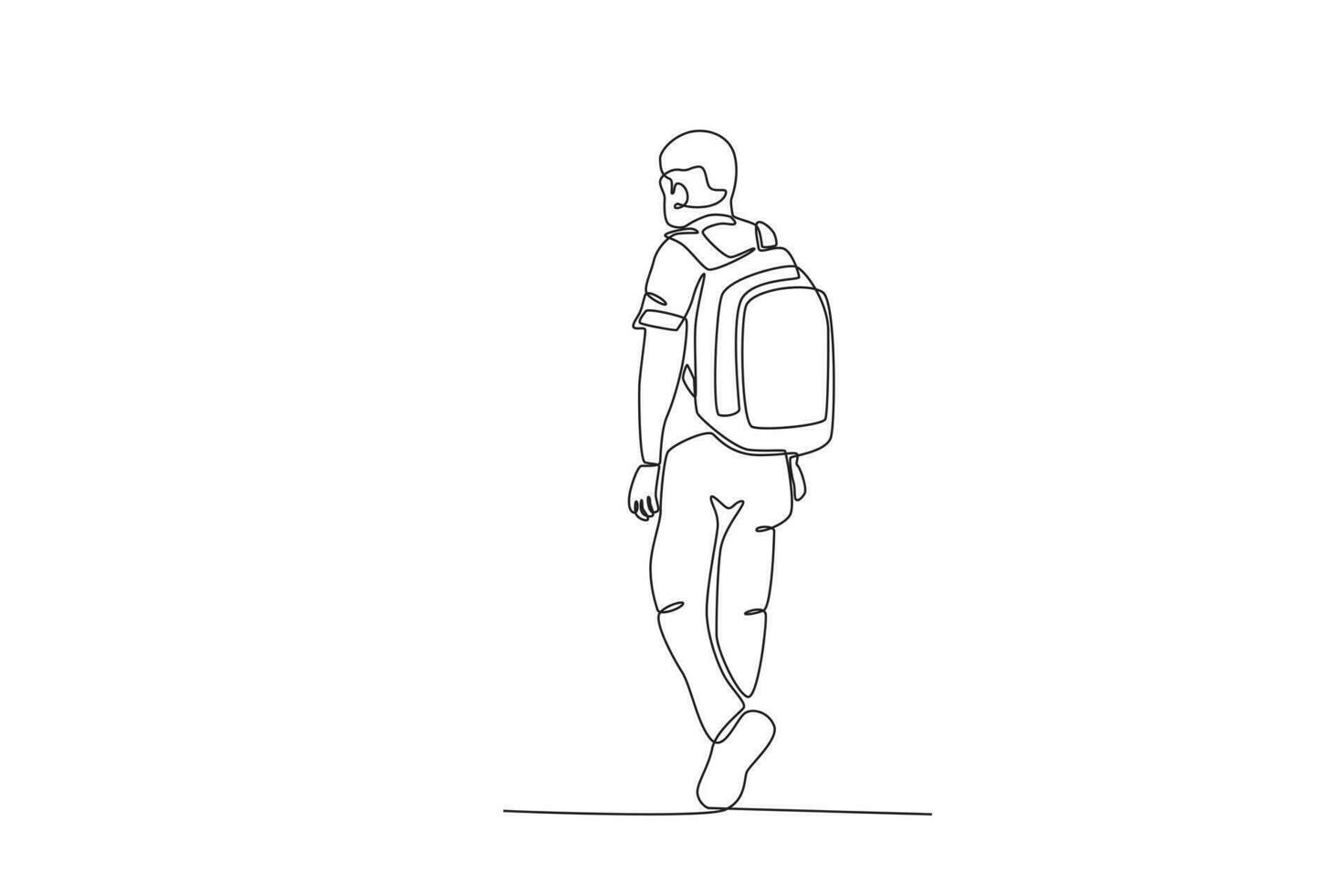 Back view of a man carrying a backpack vector