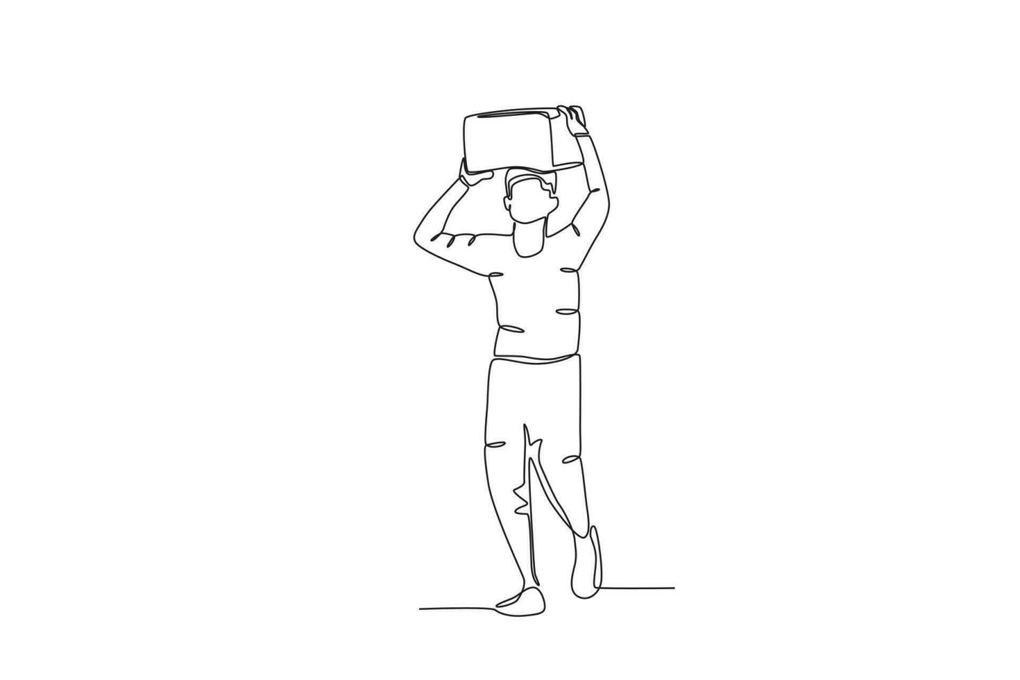 A man carries a box over his head 31345388 Vector Art at Vecteezy