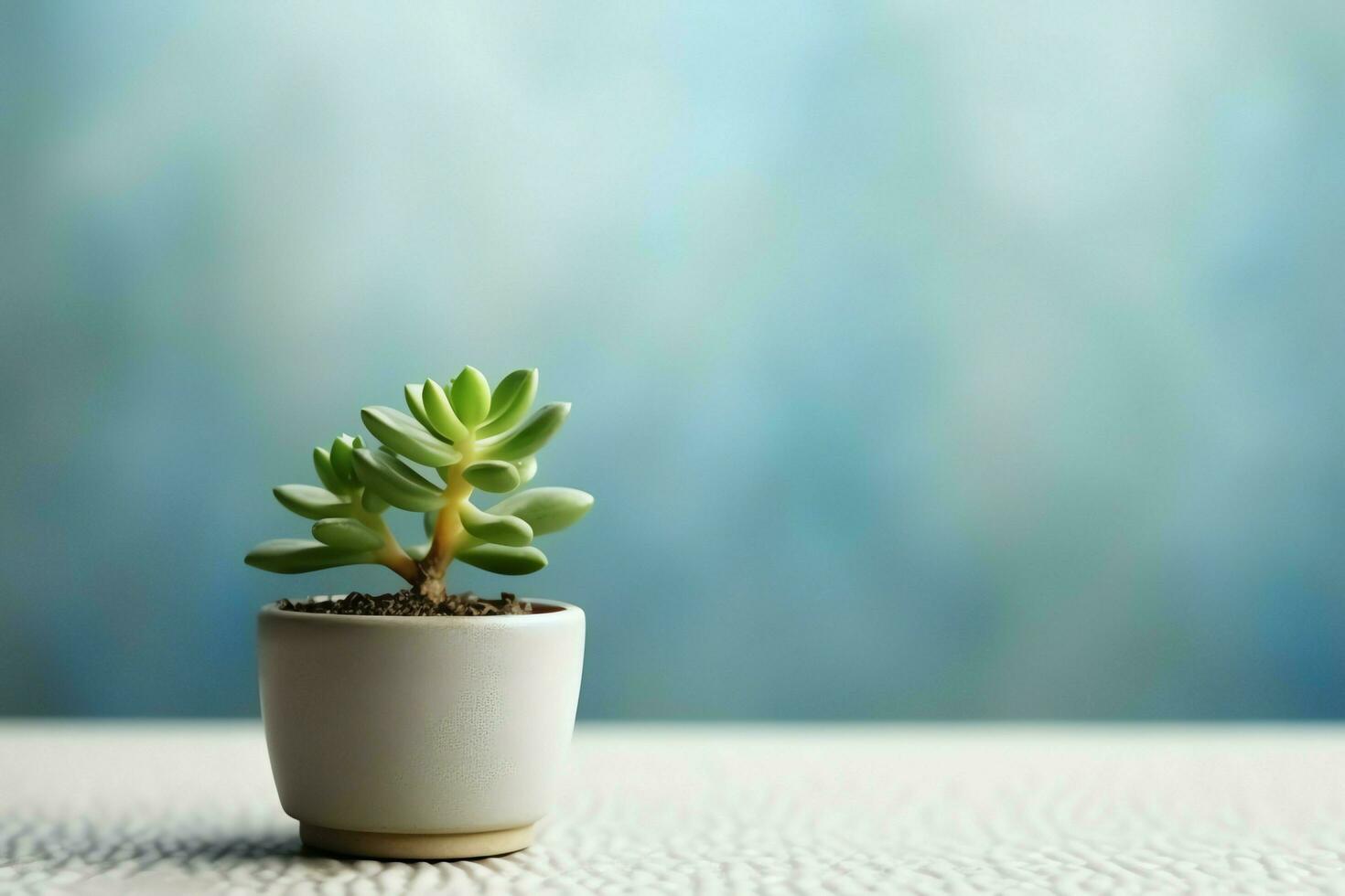 Potted succulent plant gasteria or small cactus with copy space. Home gardening and minimalist plant concept by AI Generated photo