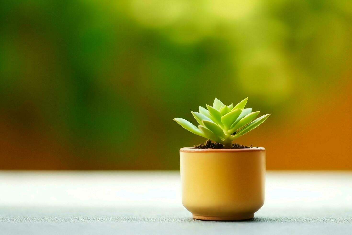 Potted succulent plant gasteria or small cactus with copy space. Home gardening and minimalist plant concept by AI Generated photo