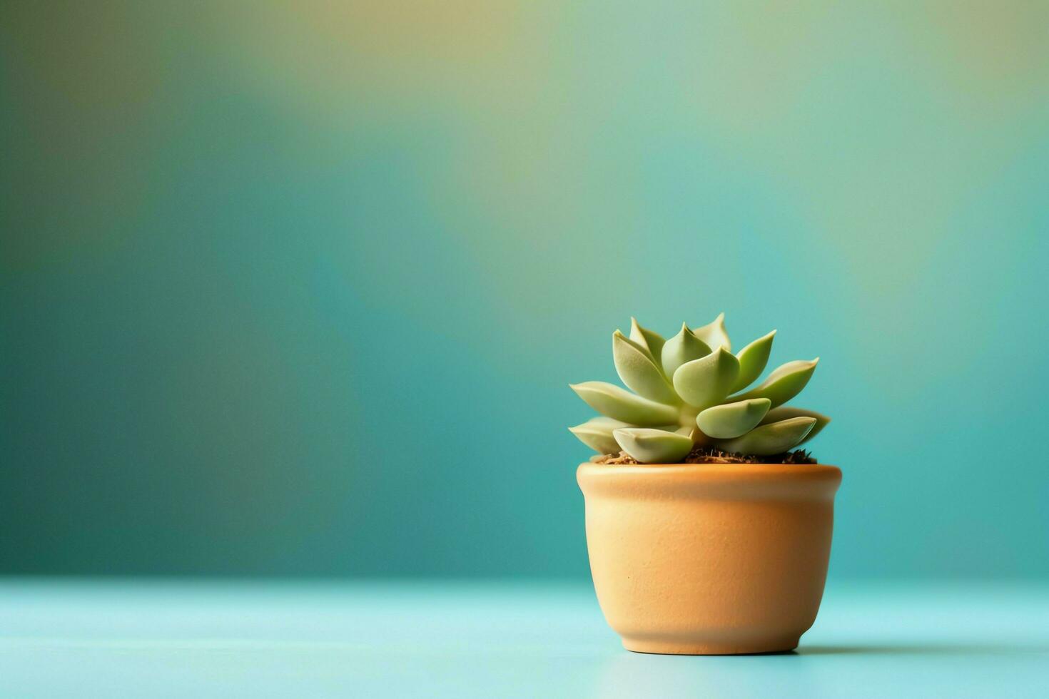 Potted succulent plant gasteria or small cactus with copy space. Home gardening and minimalist plant concept by AI Generated photo