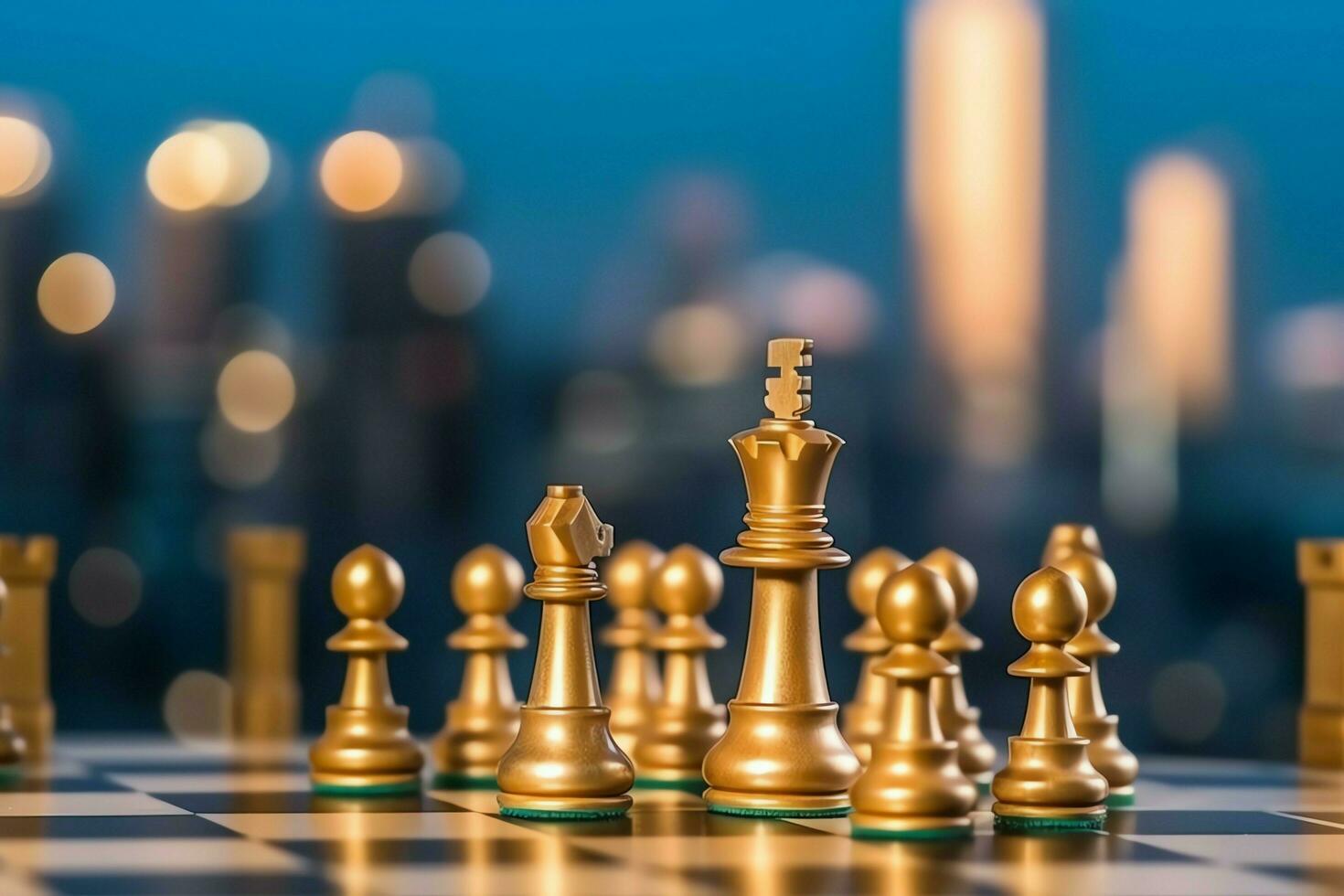 Chessboard with business strategy, tactic and competition of a chess game. Business and leadership concept by AI Generated photo