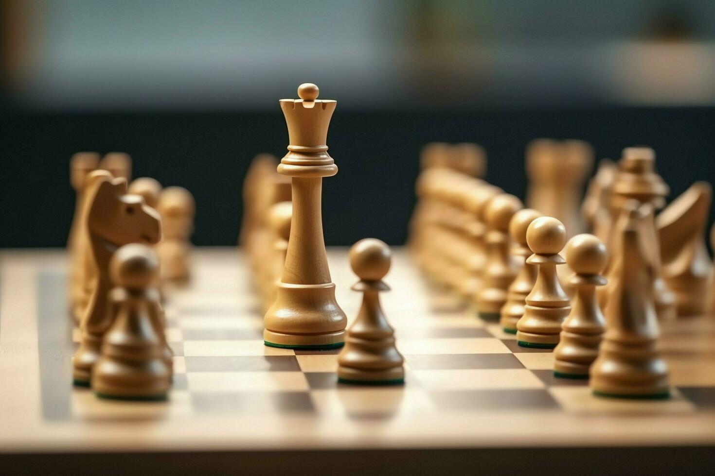 Chessboard with business strategy, tactic and competition of a chess game. Business and leadership concept by AI Generated photo